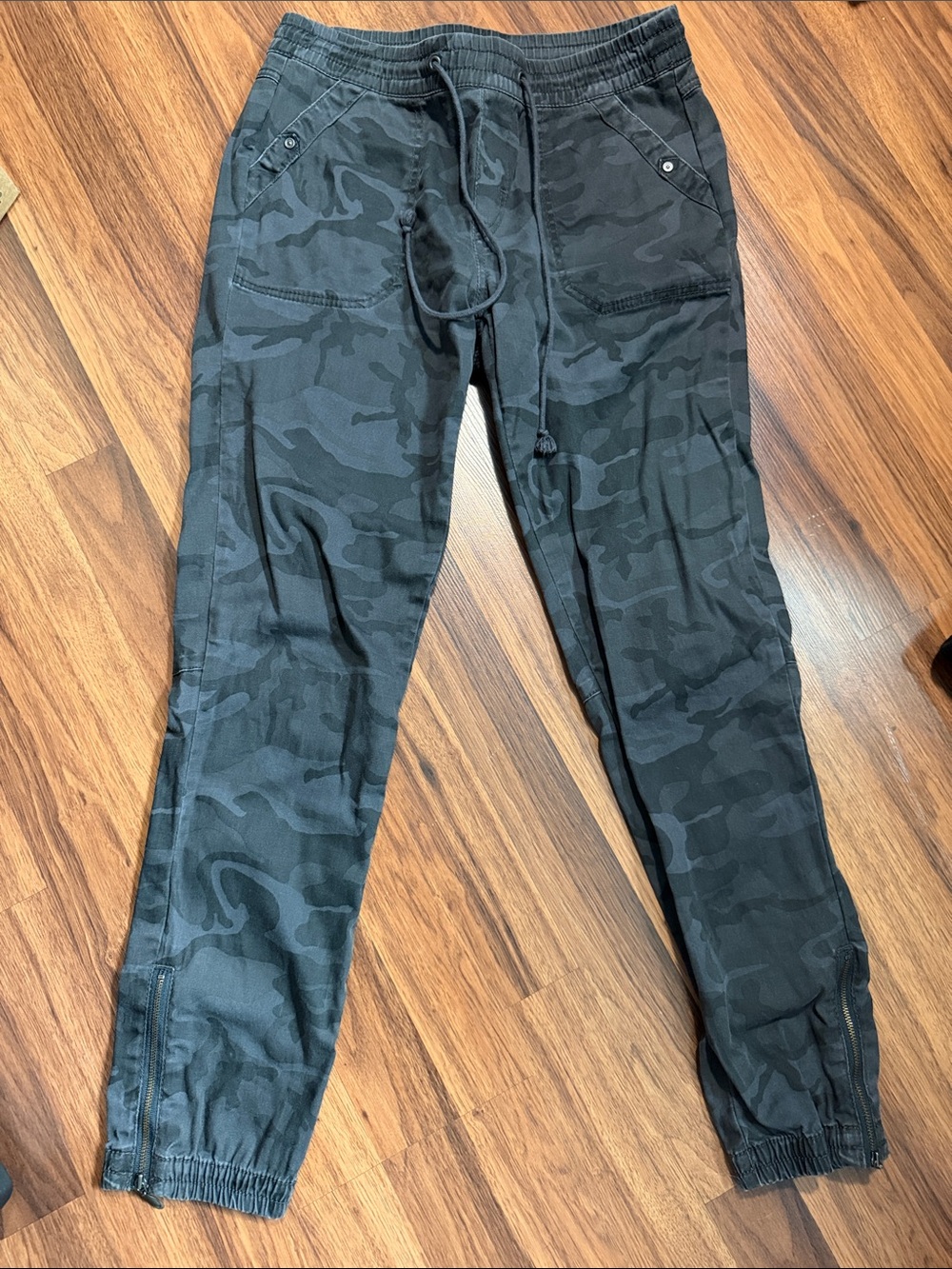Women's Black Camo Drawstring Jogger Pants - Casual Everyday